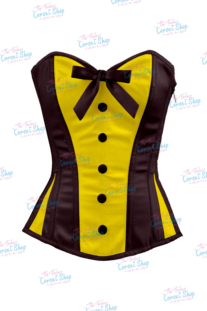 Elise Satin Steel Boned Overbust Corset With Bow