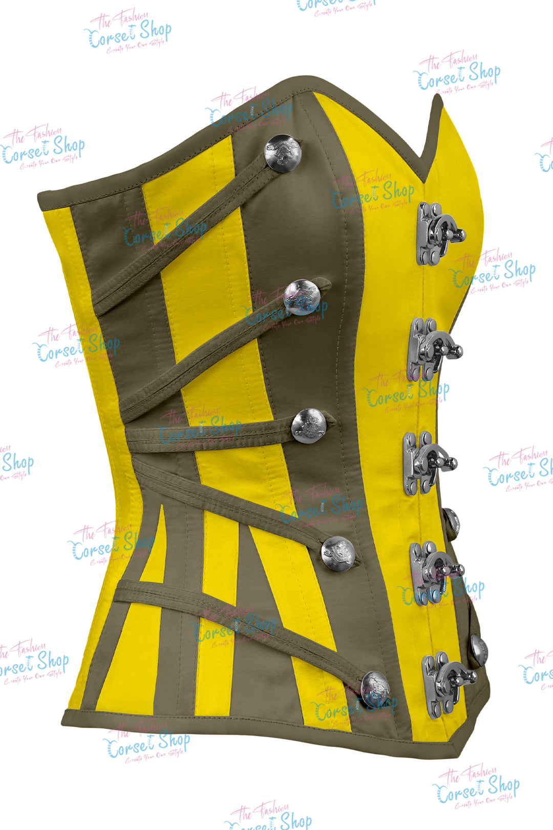 Maggie Satin Overbust Corset With Buckles