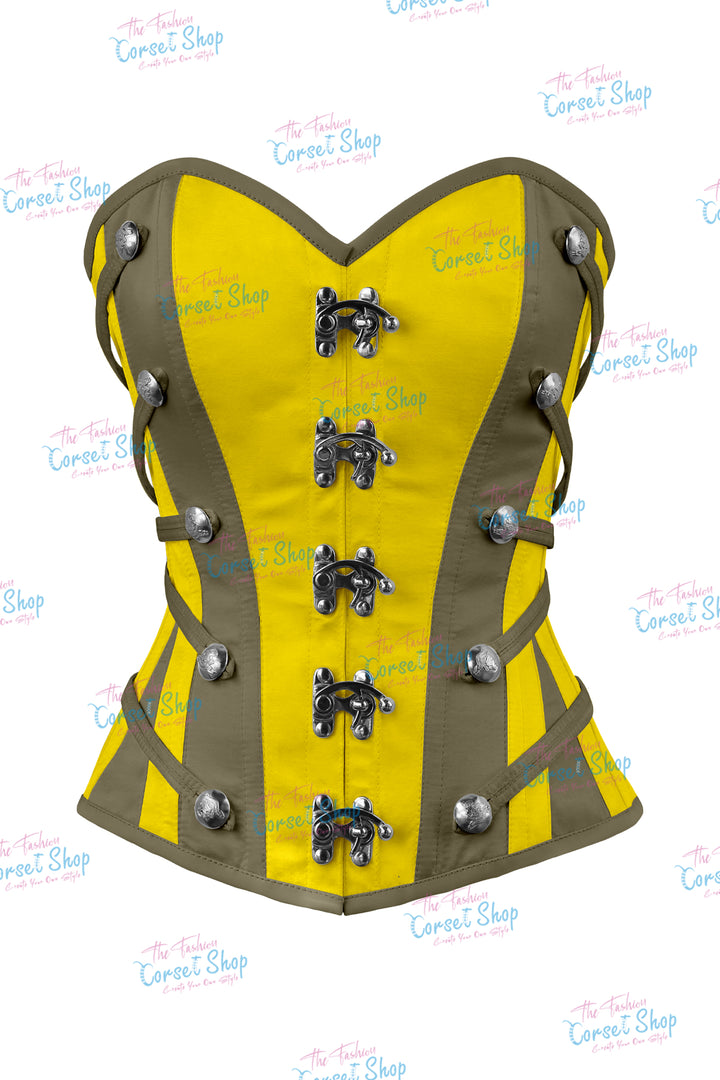 Maggie Satin Overbust Corset With Buckles