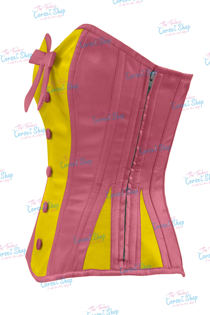 Elise Satin Steel Boned Overbust Corset With Bow