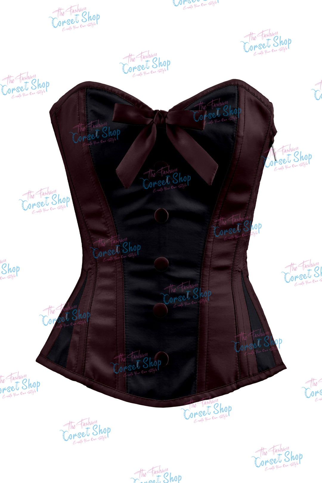 Sheryl Satin Steel Boned Overbust Corset With Bow
