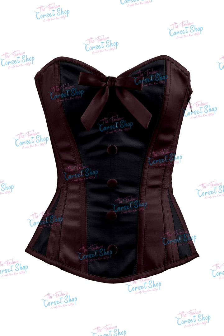 Sheryl Satin Steel Boned Overbust Corset With Bow