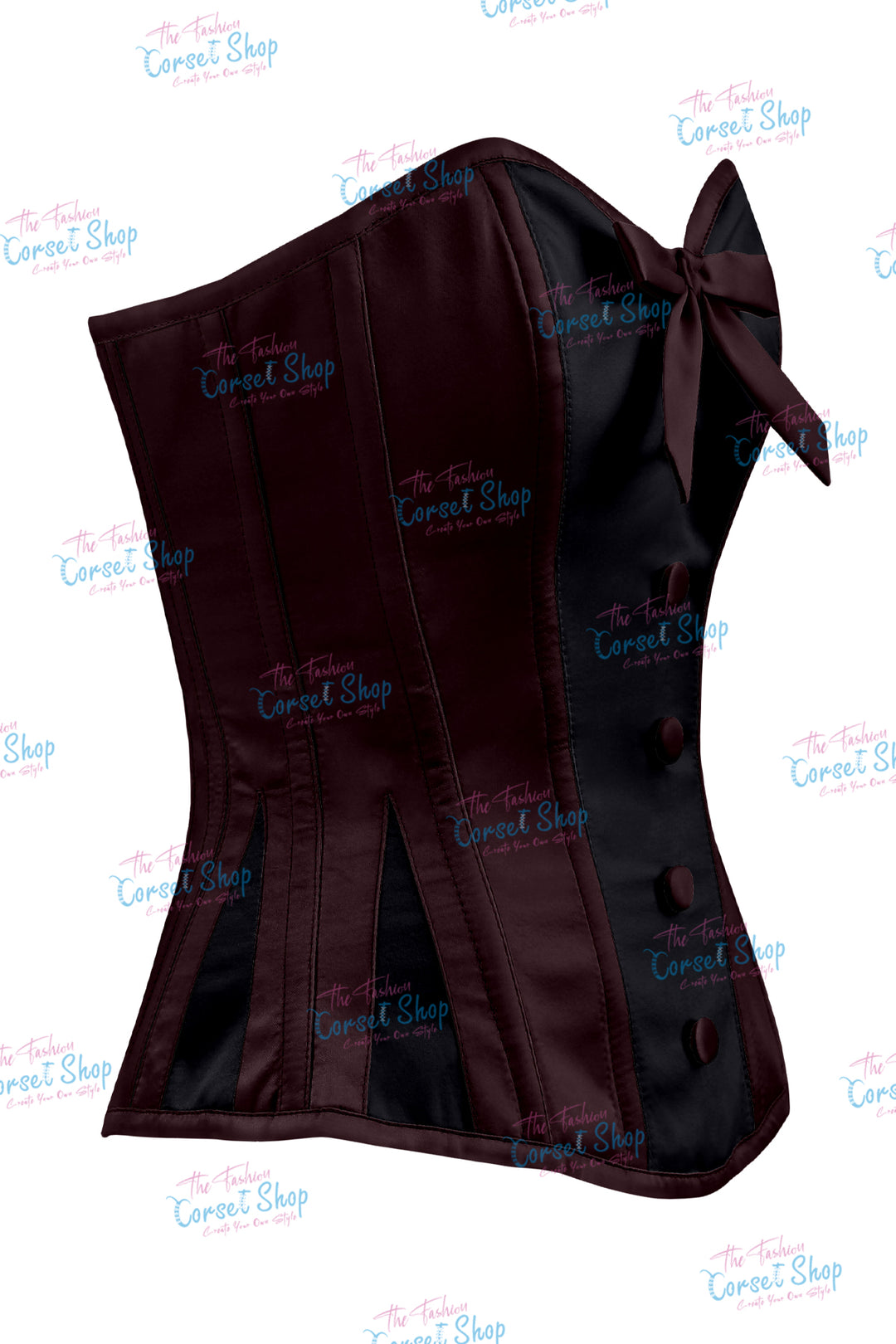Sheryl Satin Steel Boned Overbust Corset With Bow