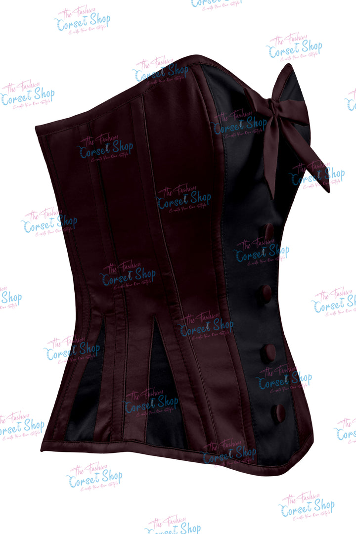 Sheryl Satin Steel Boned Overbust Corset With Bow
