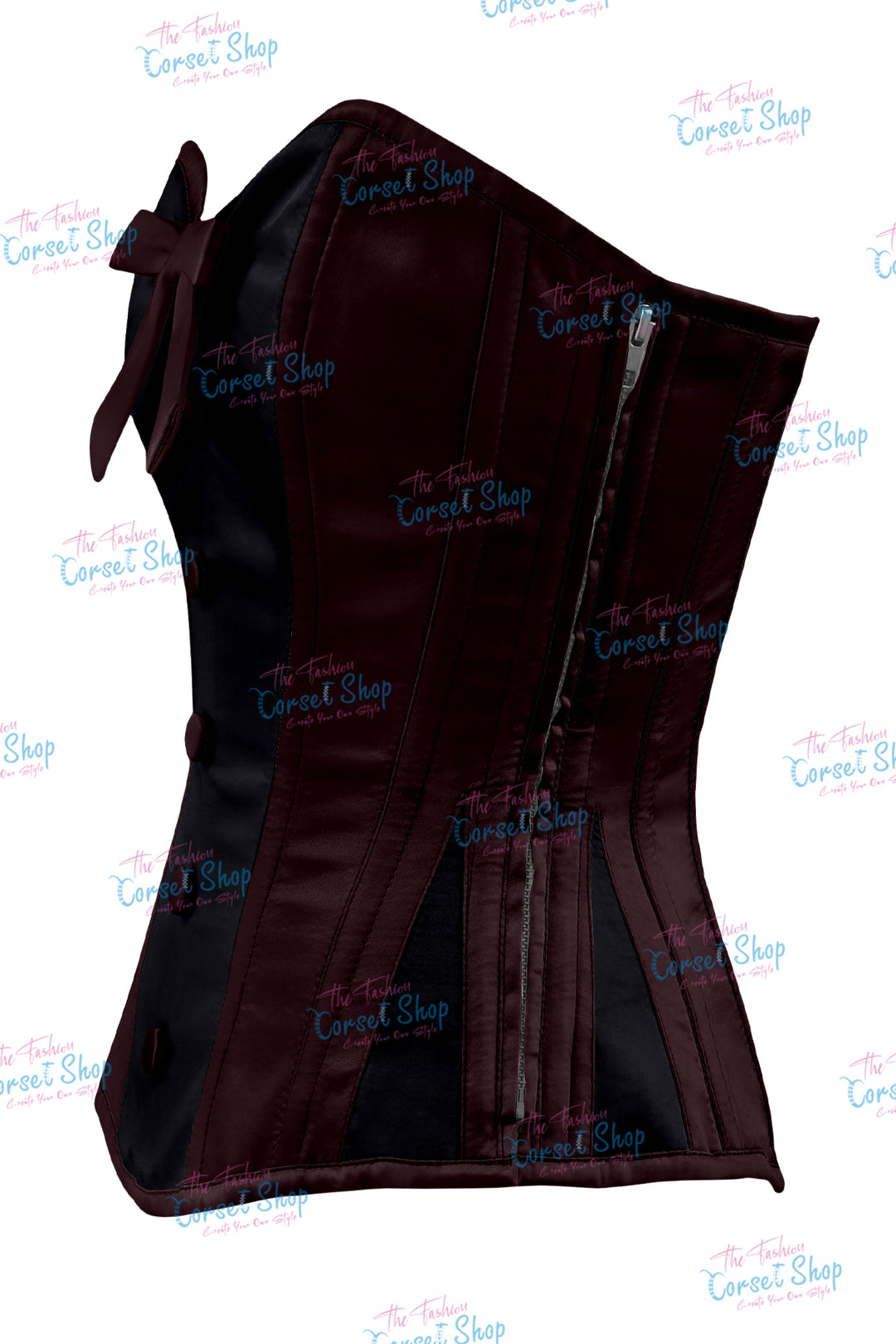 Sheryl Satin Steel Boned Overbust Corset With Bow