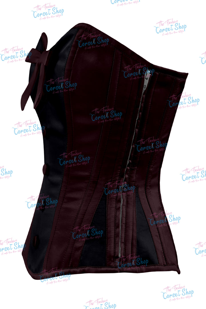 Sheryl Satin Steel Boned Overbust Corset With Bow