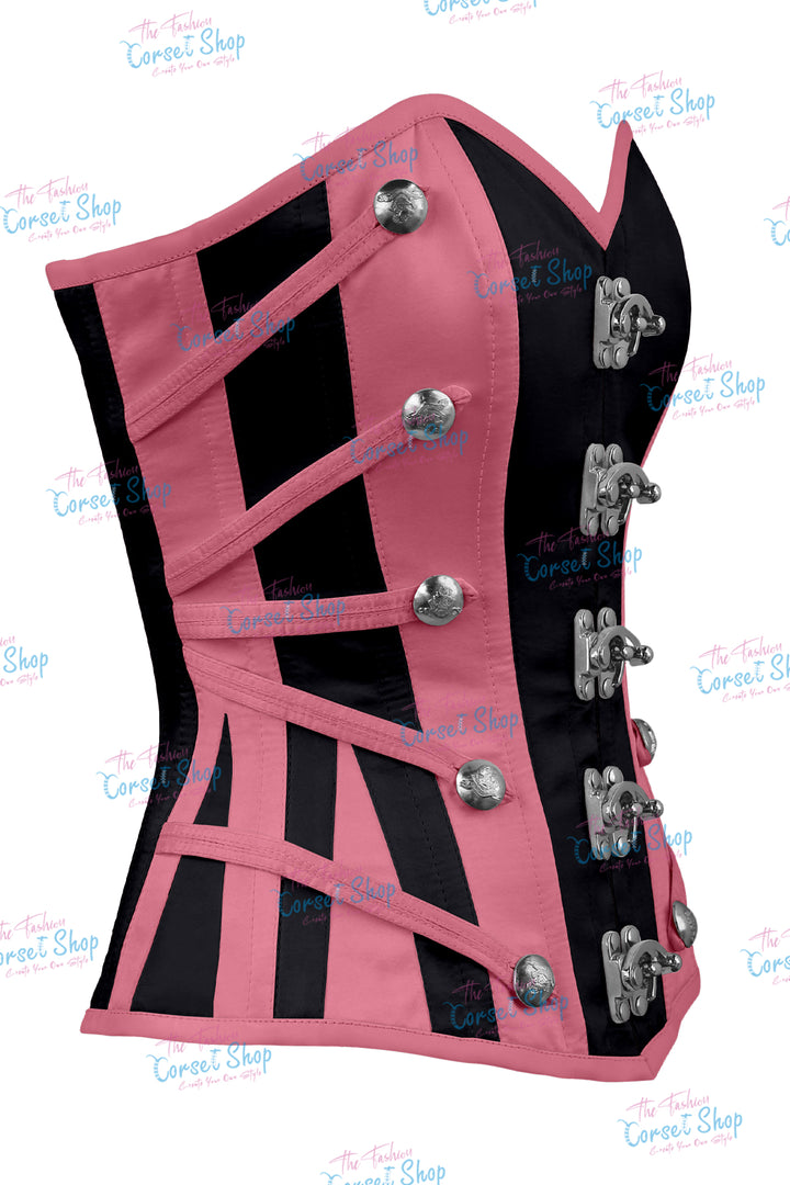 Maggie Satin Overbust Corset With Buckles