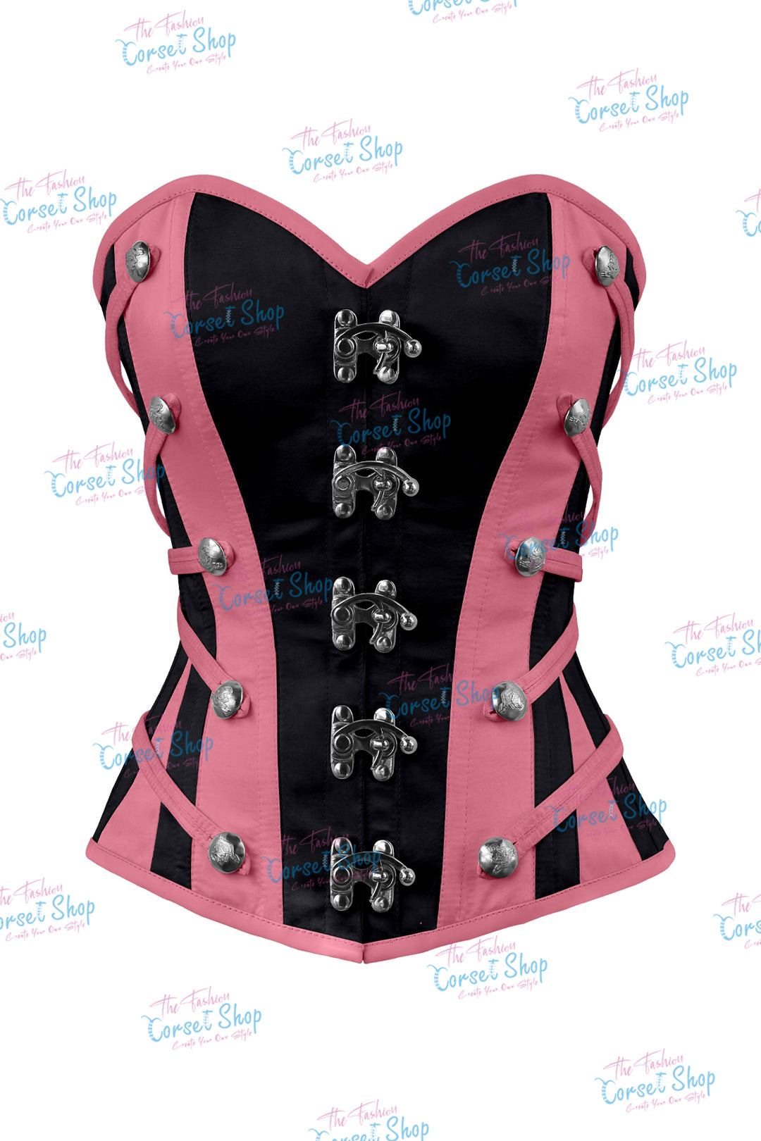 Maggie Satin Overbust Corset With Buckles