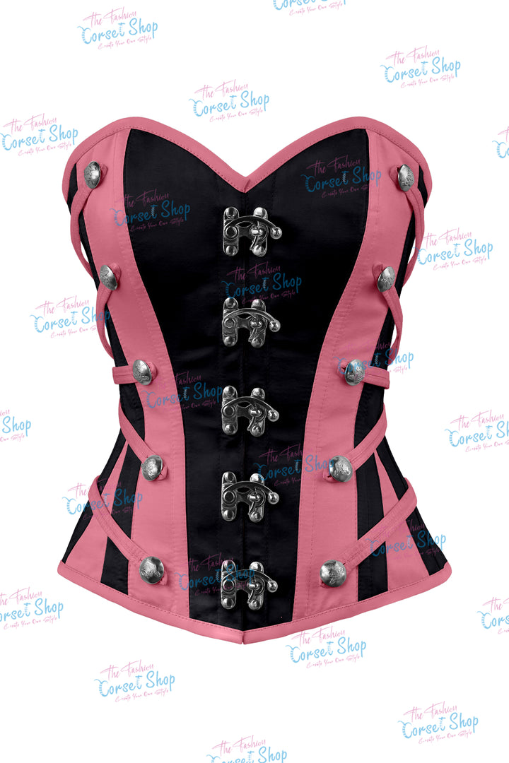 Maggie Satin Overbust Corset With Buckles