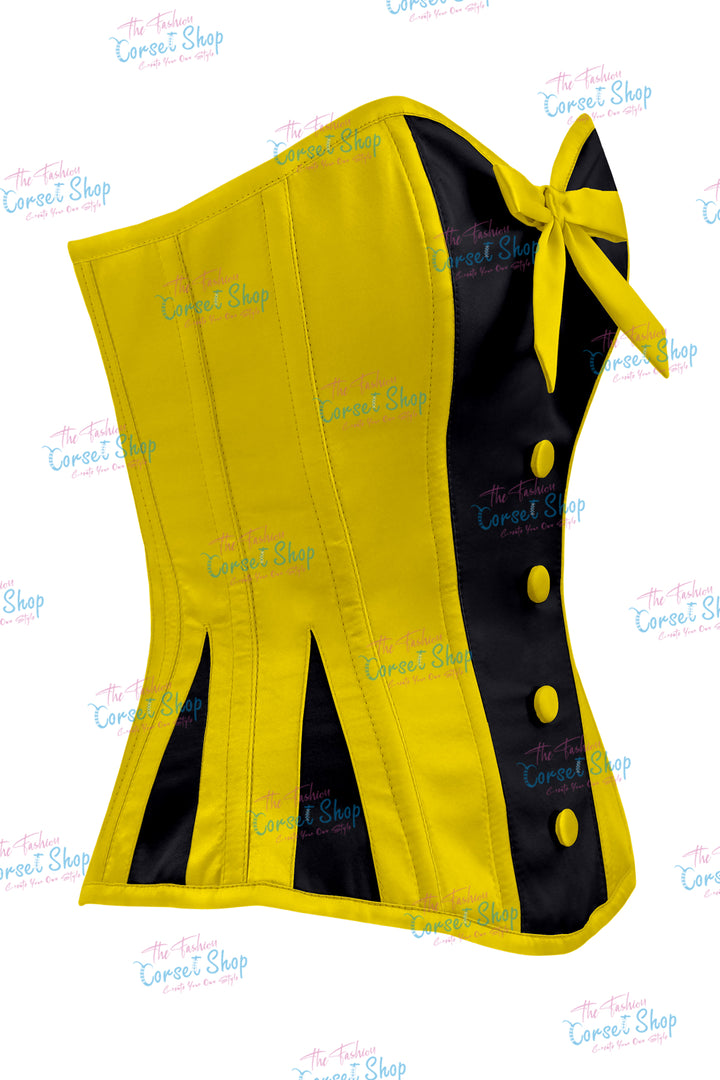 Sheryl Satin Steel Boned Overbust Corset With Bow