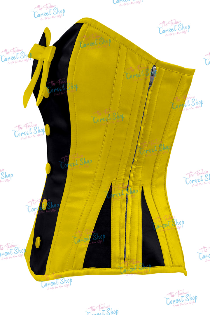 Sheryl Satin Steel Boned Overbust Corset With Bow