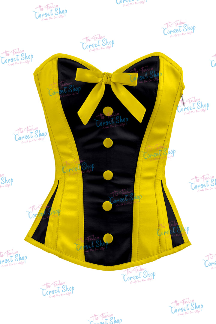 Sheryl Satin Steel Boned Overbust Corset With Bow