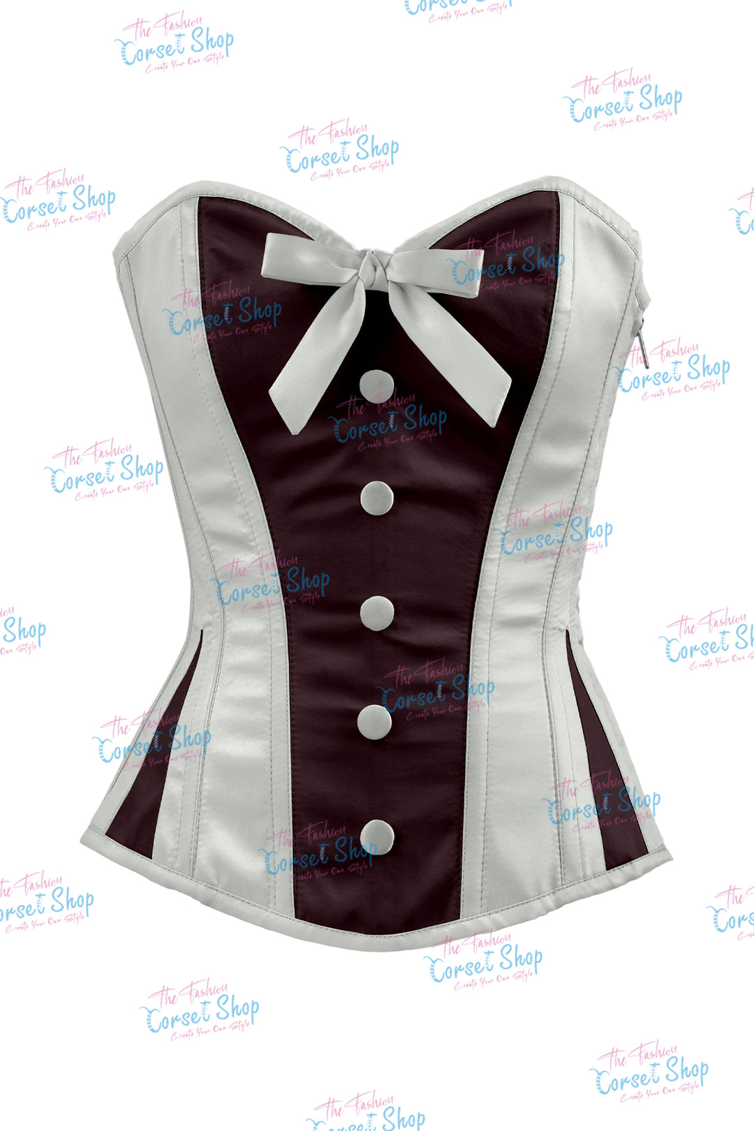 Sheryl Satin Steel Boned Overbust Corset With Bow