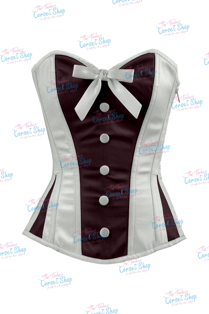 Sheryl Satin Steel Boned Overbust Corset With Bow