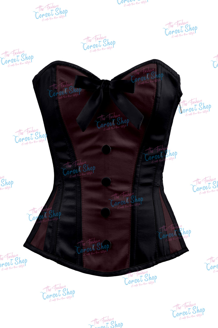 Sheryl Satin Steel Boned Overbust Corset With Bow