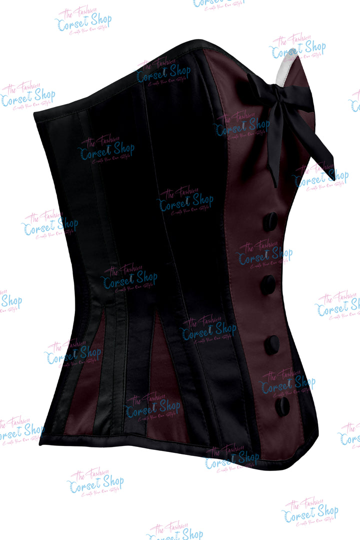 Sheryl Satin Steel Boned Overbust Corset With Bow