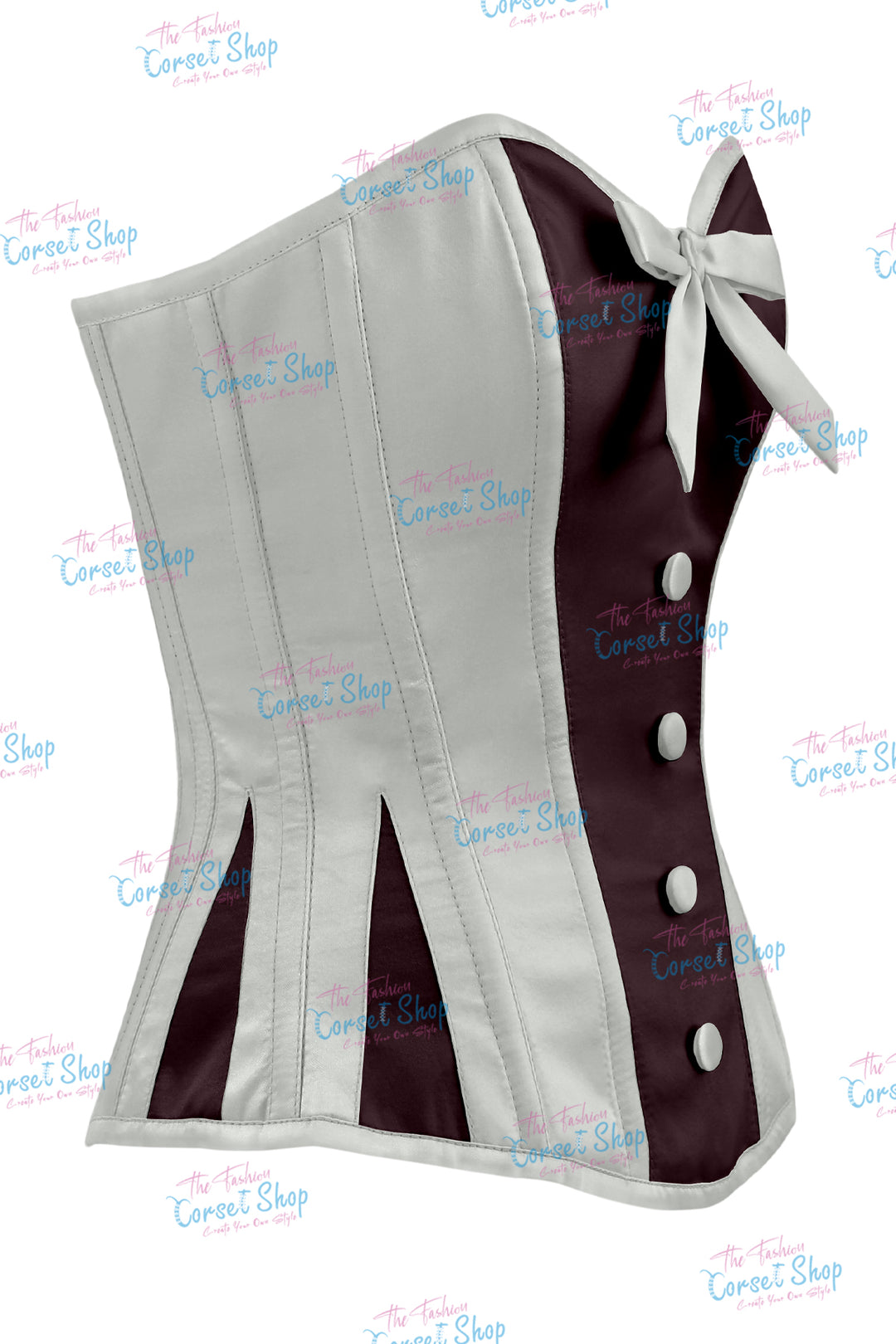 Sheryl Satin Steel Boned Overbust Corset With Bow