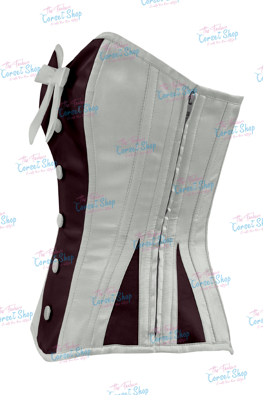 Sheryl Satin Steel Boned Overbust Corset With Bow