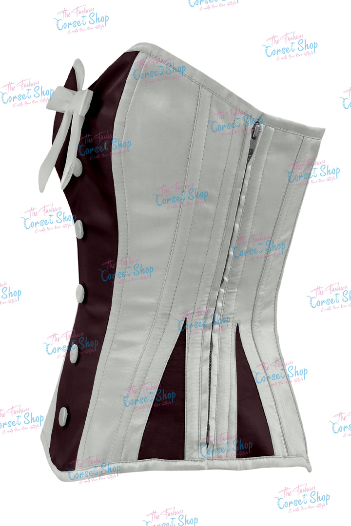 Sheryl Satin Steel Boned Overbust Corset With Bow