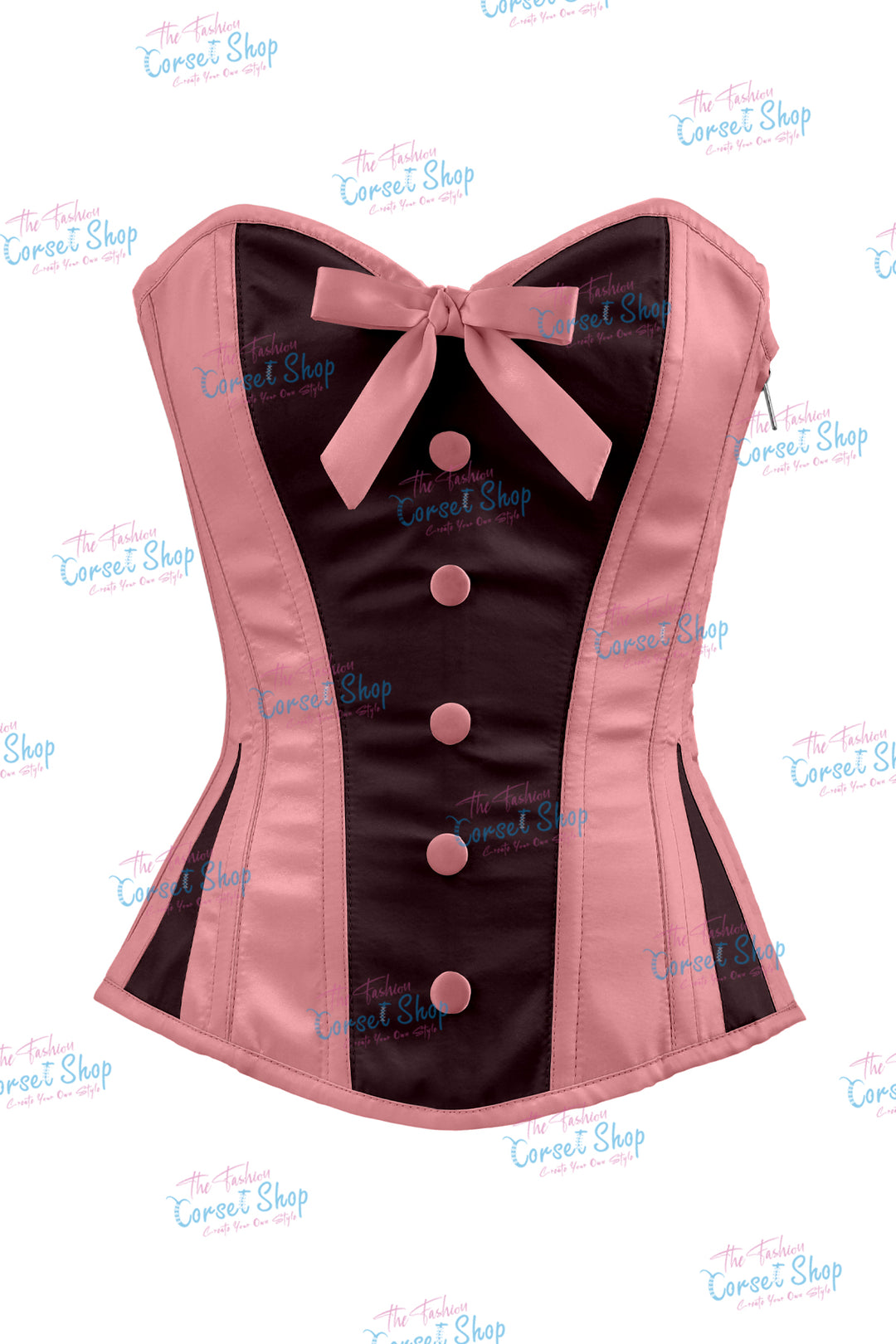 Sheryl Satin Steel Boned Overbust Corset With Bow