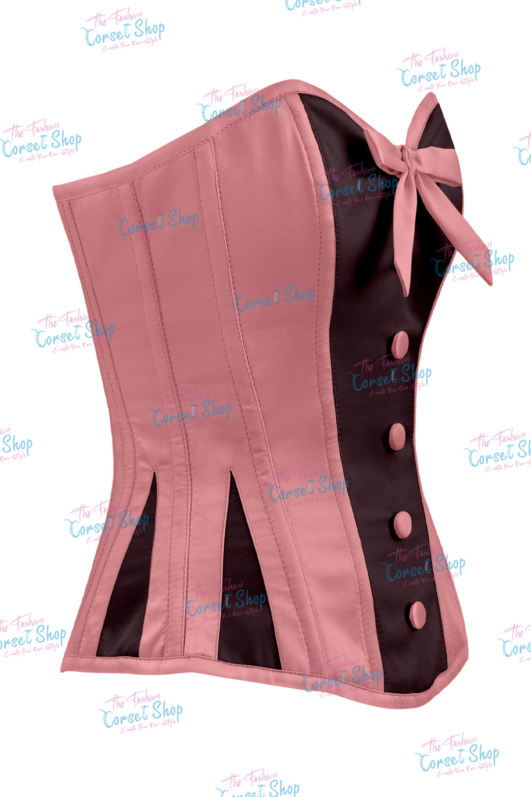 Sheryl Satin Steel Boned Overbust Corset With Bow