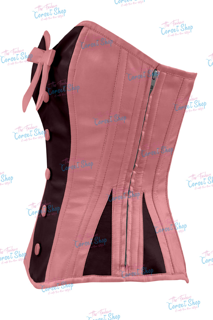 Sheryl Satin Steel Boned Overbust Corset With Bow