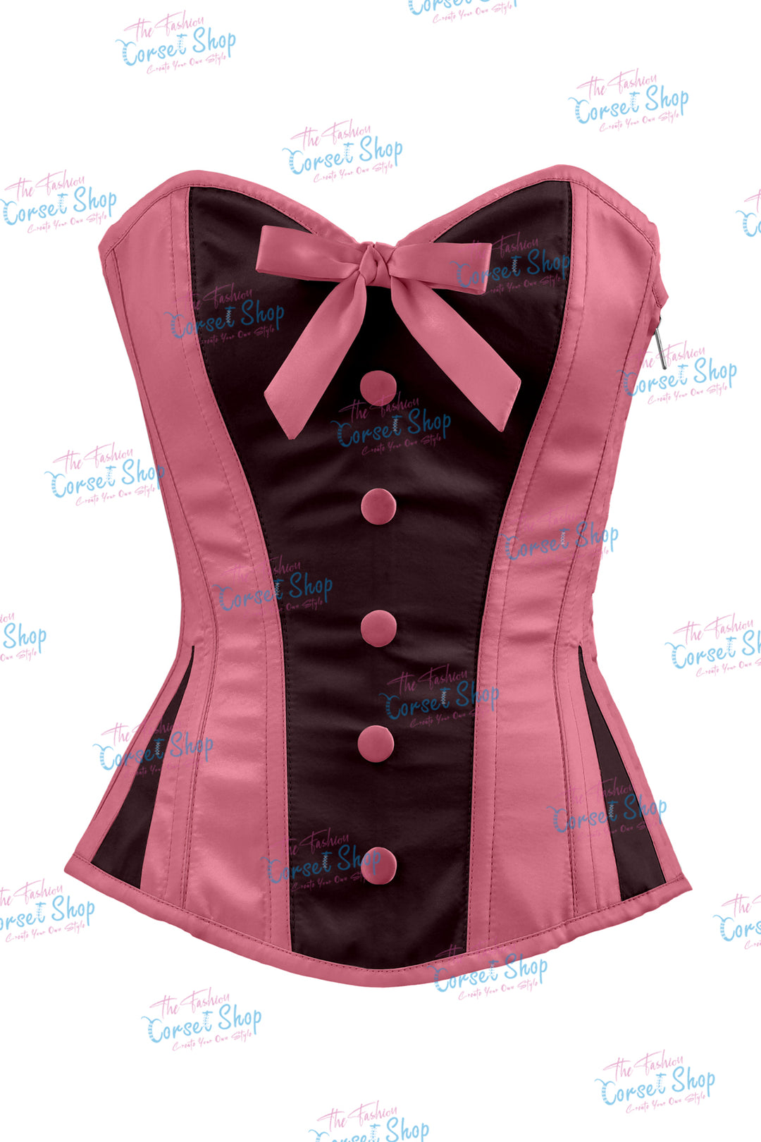 Sheryl Satin Steel Boned Overbust Corset With Bow
