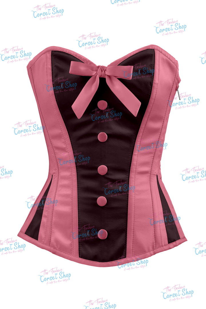 Sheryl Satin Steel Boned Overbust Corset With Bow