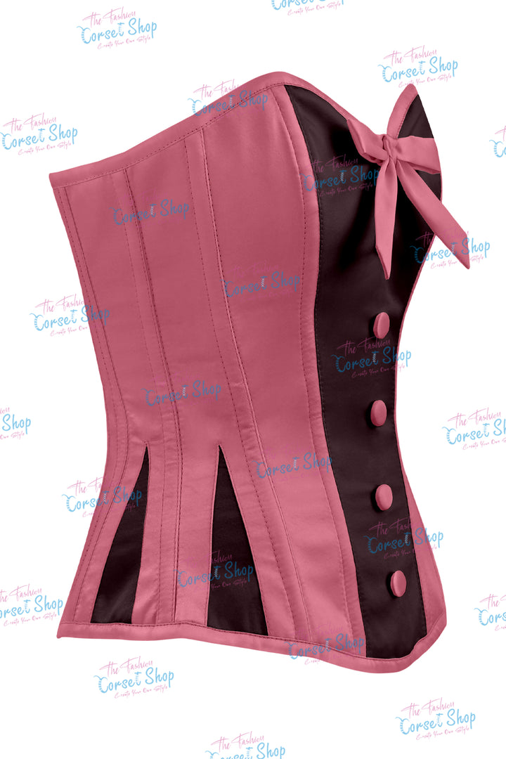 Sheryl Satin Steel Boned Overbust Corset With Bow