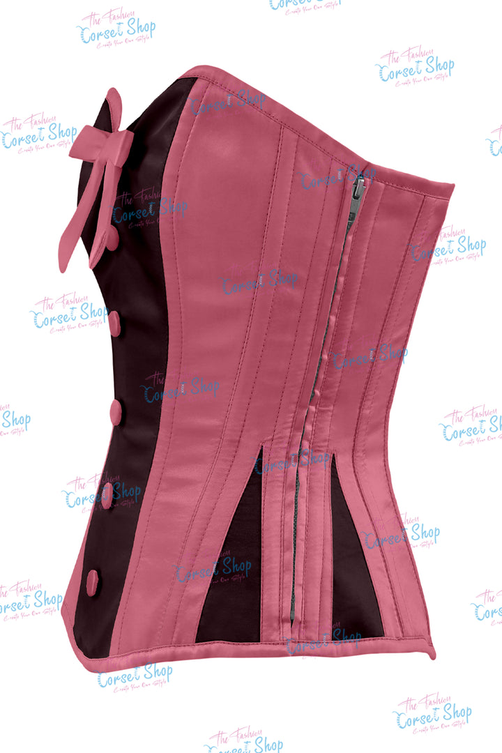 Sheryl Satin Steel Boned Overbust Corset With Bow