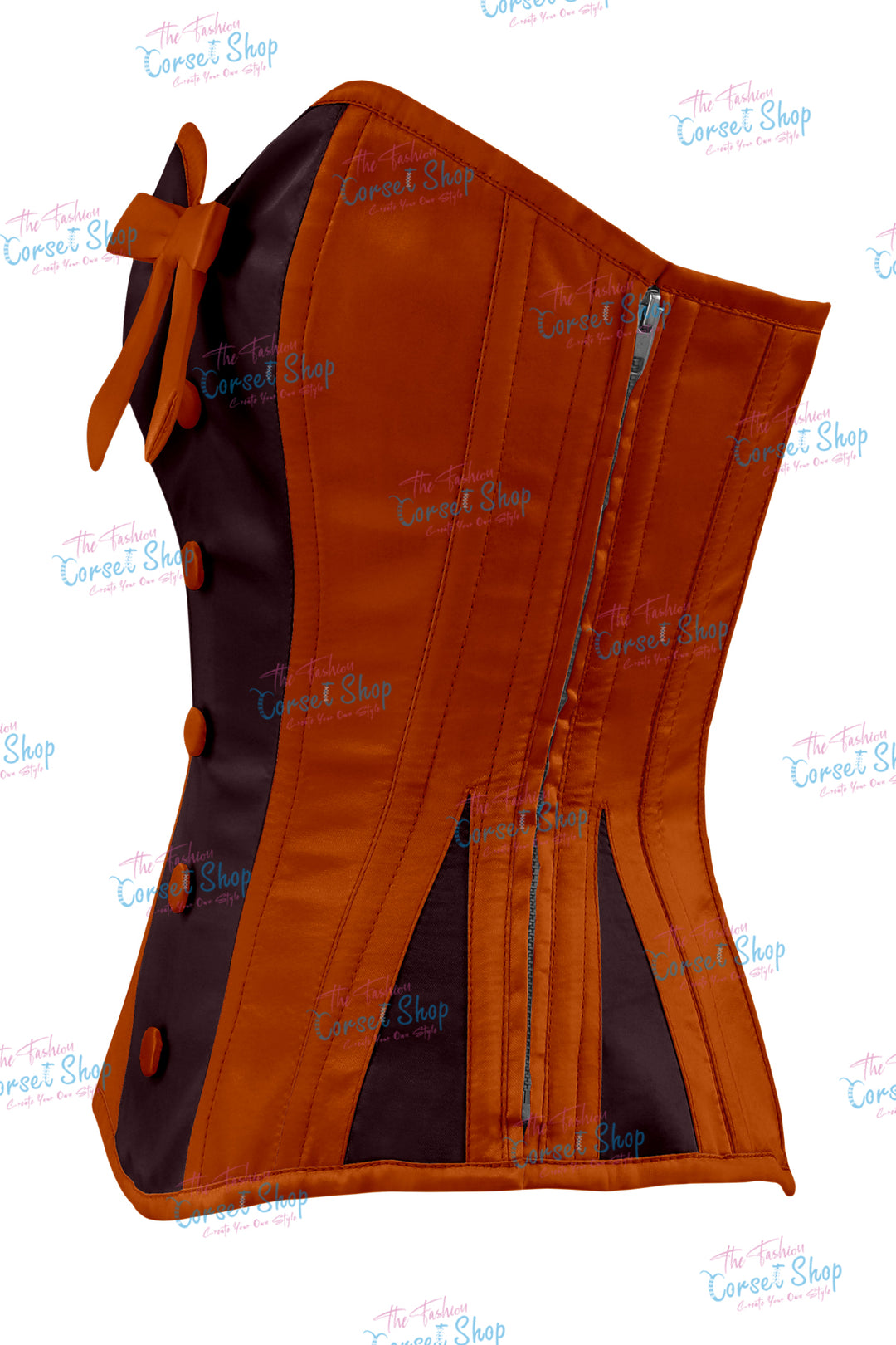 Elise Satin Steel Boned Overbust Corset With Bow