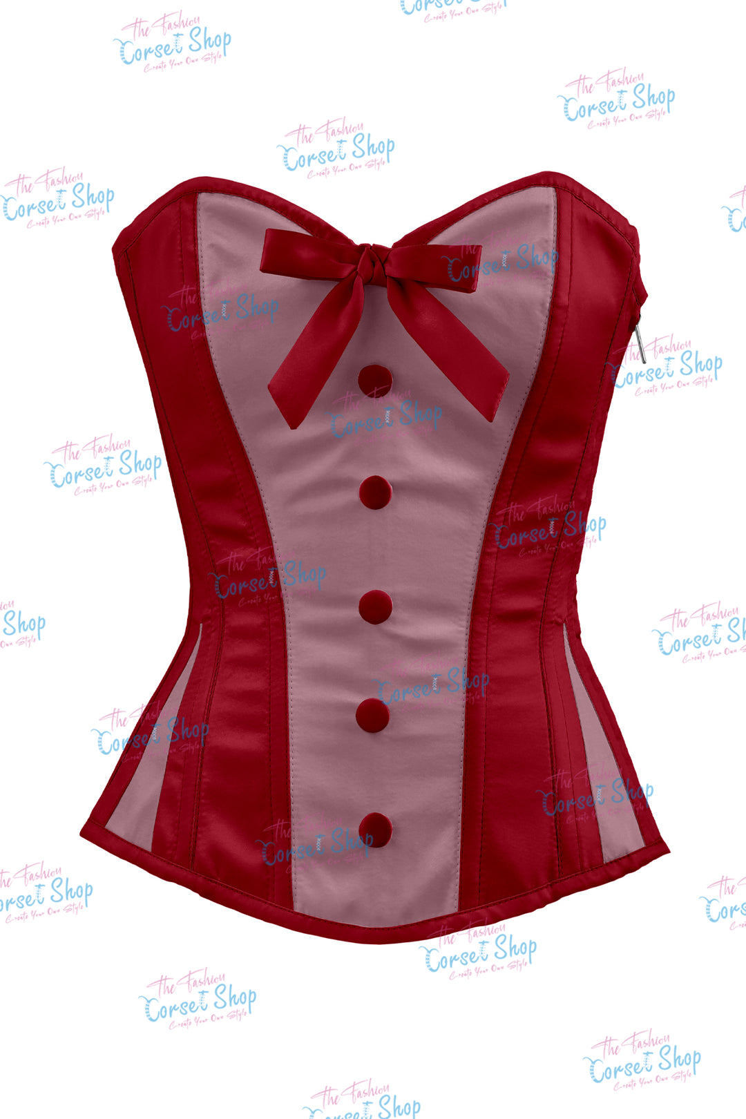 Sheryl Satin Steel Boned Overbust Corset With Bow