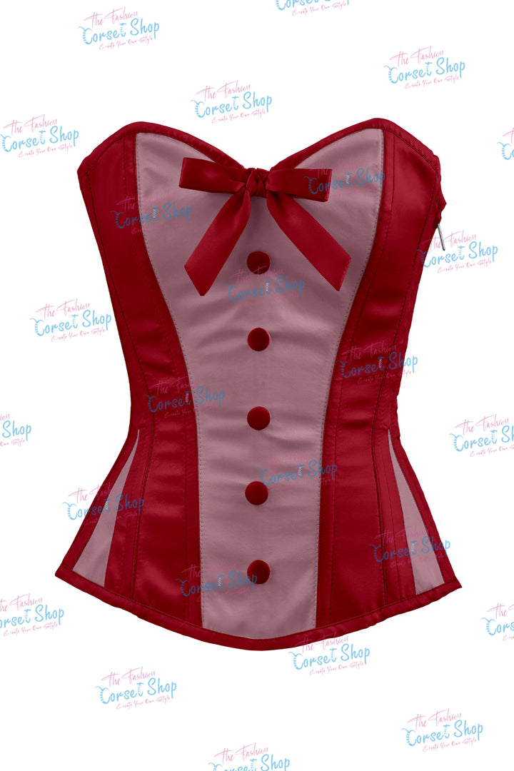 Sheryl Satin Steel Boned Overbust Corset With Bow