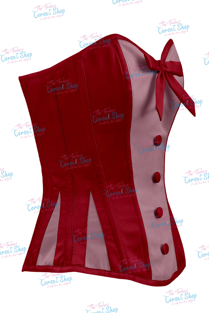 Sheryl Satin Steel Boned Overbust Corset With Bow
