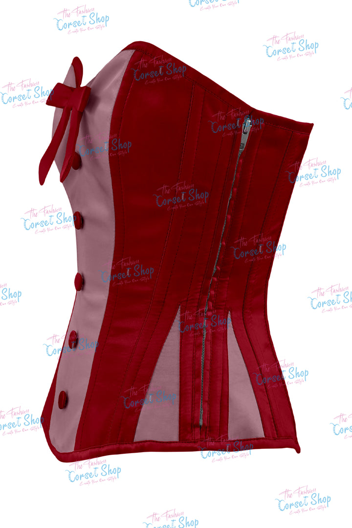 Sheryl Satin Steel Boned Overbust Corset With Bow