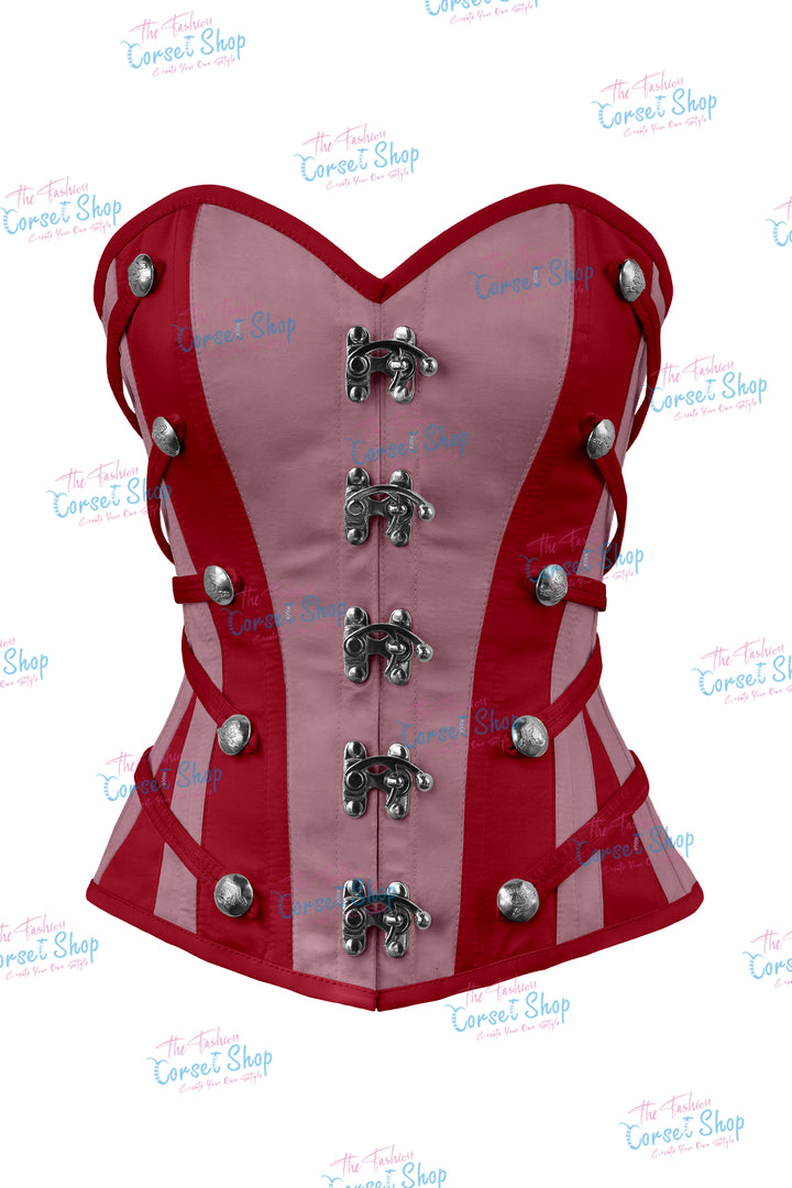 Maggie Satin Overbust Corset With Buckles