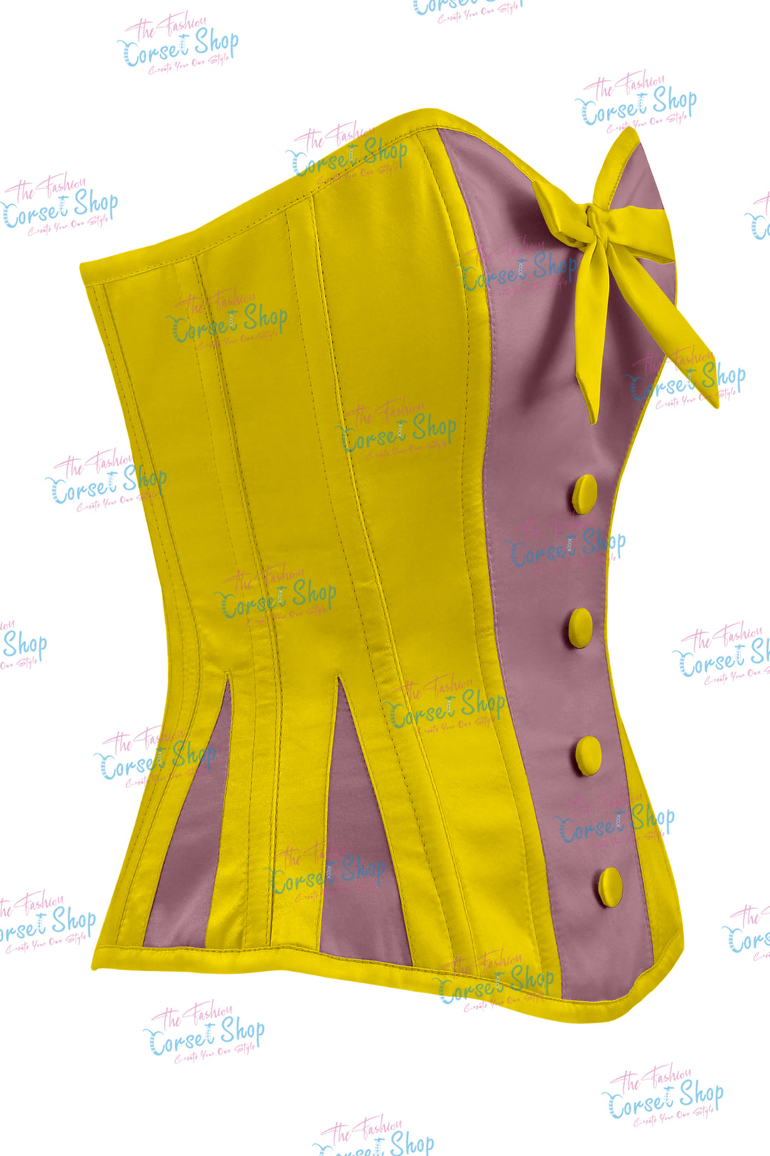 Elise Satin Steel Boned Overbust Corset With Bow