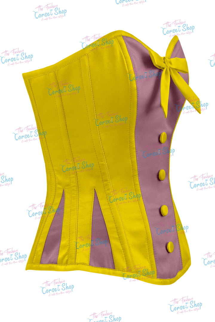 Elise Satin Steel Boned Overbust Corset With Bow