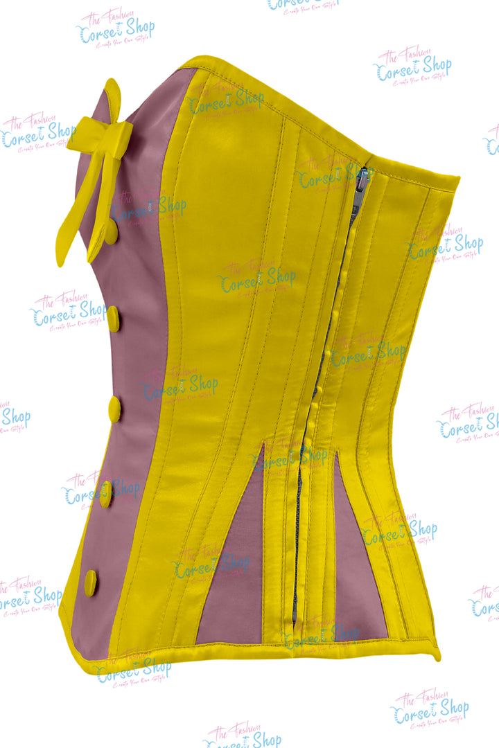 Elise Satin Steel Boned Overbust Corset With Bow