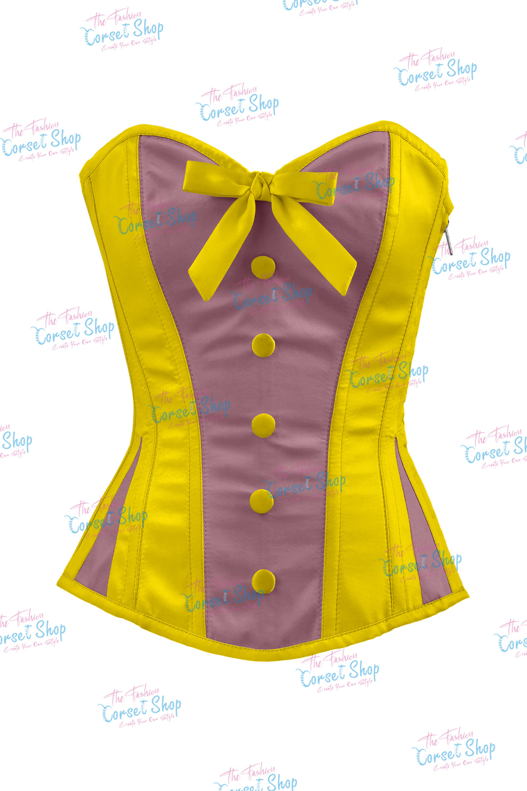 Elise Satin Steel Boned Overbust Corset With Bow
