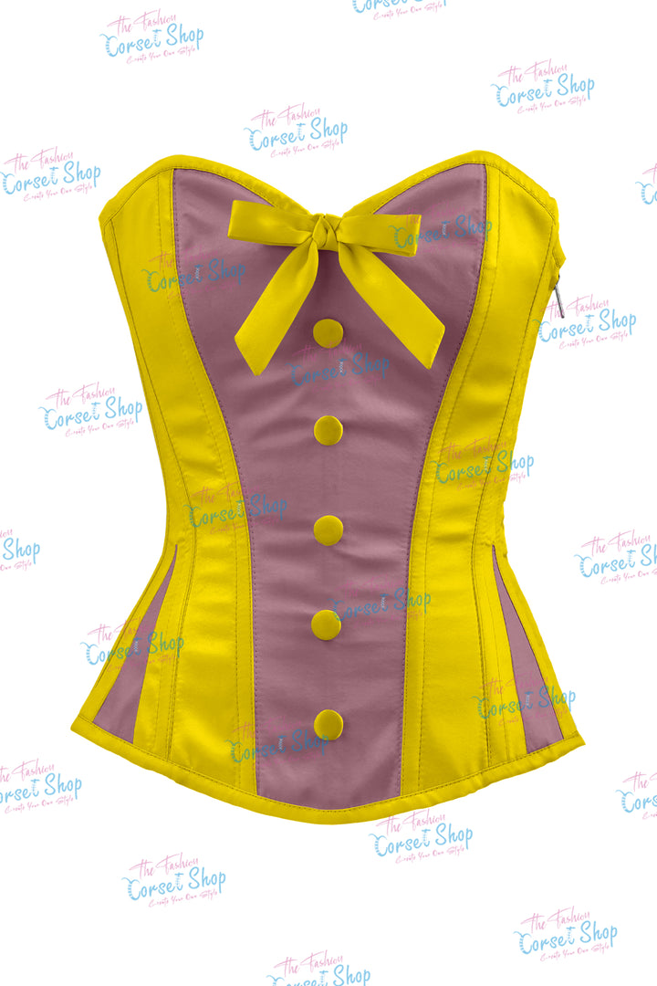 Elise Satin Steel Boned Overbust Corset With Bow