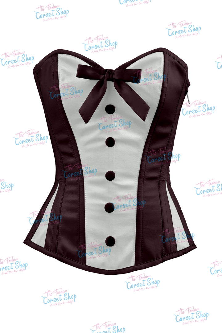 Sheryl Satin Steel Boned Overbust Corset With Bow