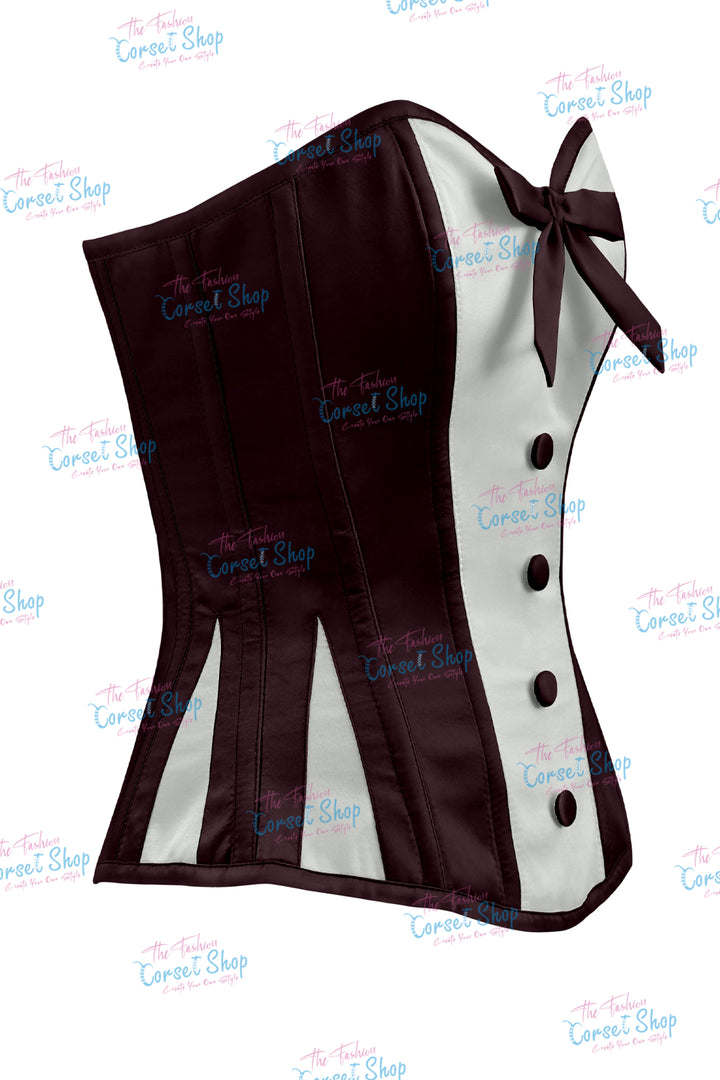 Sheryl Satin Steel Boned Overbust Corset With Bow