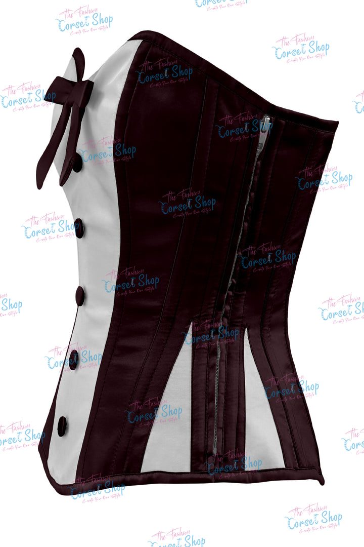 Sheryl Satin Steel Boned Overbust Corset With Bow