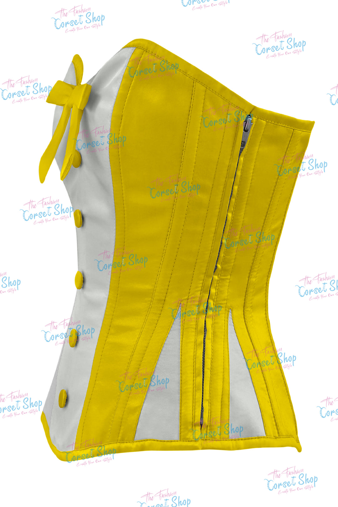 Elise Satin Steel Boned Overbust Corset With Bow