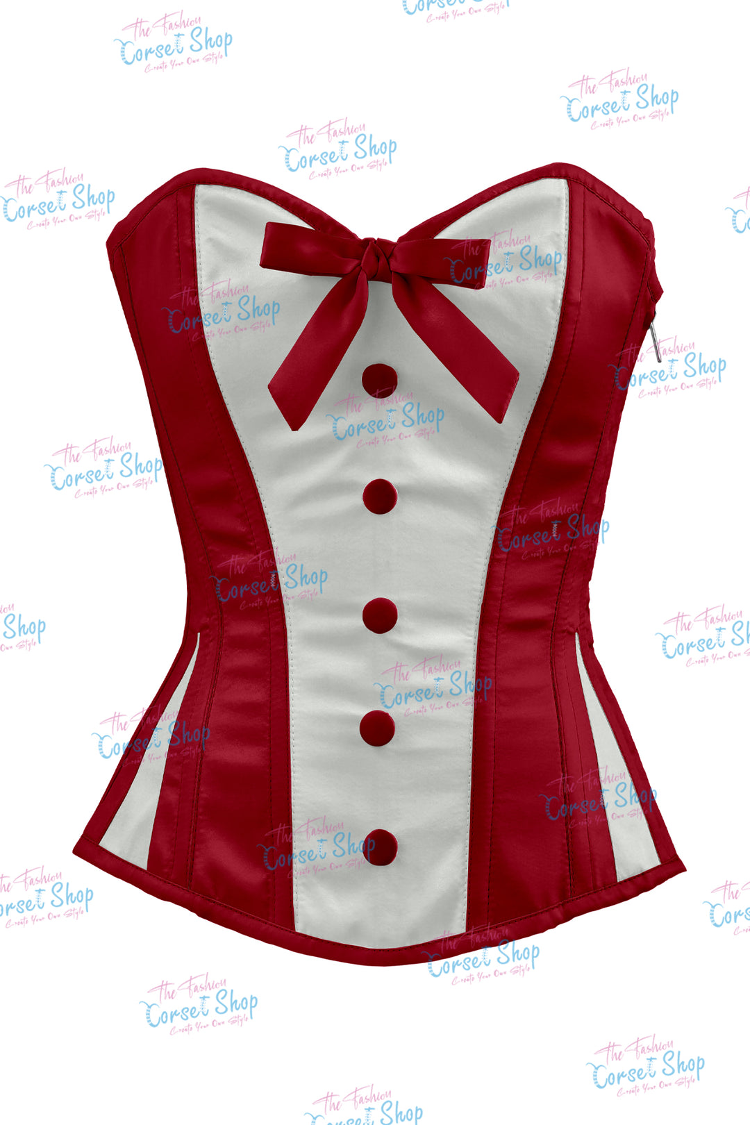 Sheryl Satin Steel Boned Overbust Corset With Bow