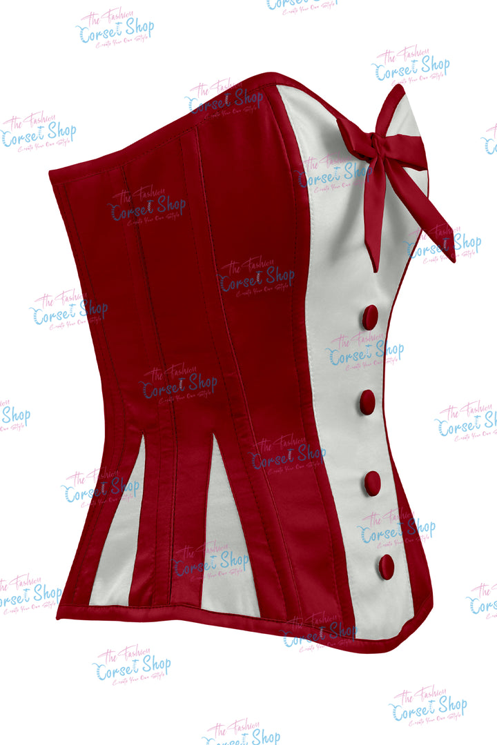 Sheryl Satin Steel Boned Overbust Corset With Bow