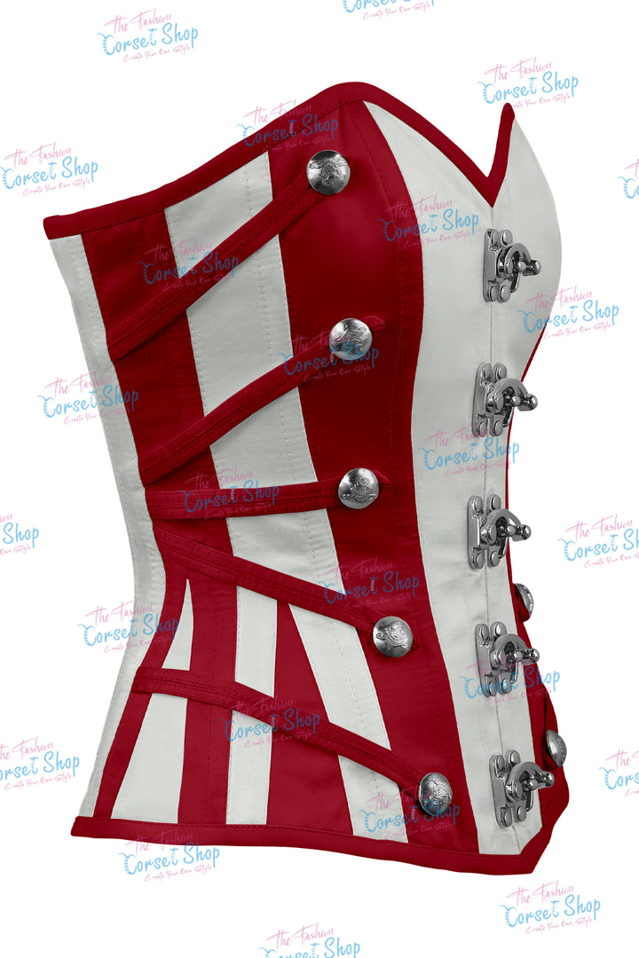 Maggie Satin Overbust Corset With Buckles