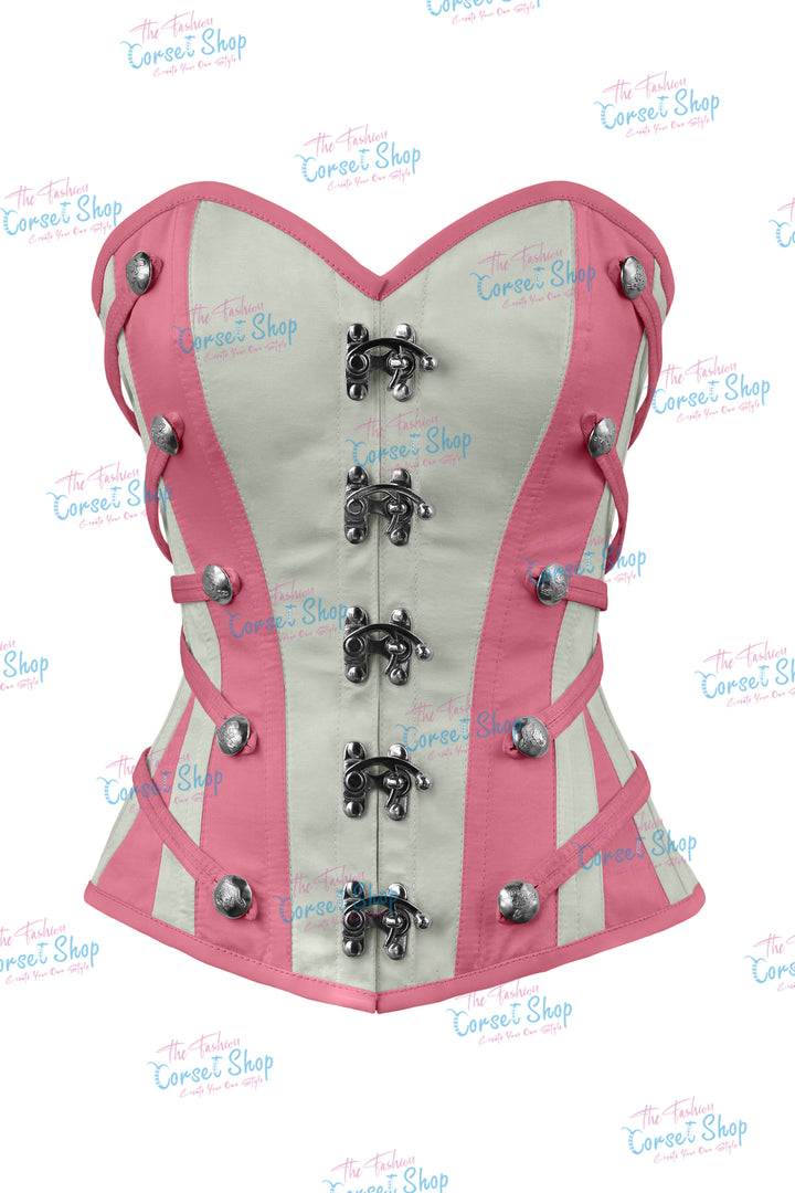 Maggie Satin Overbust Corset With Buckles
