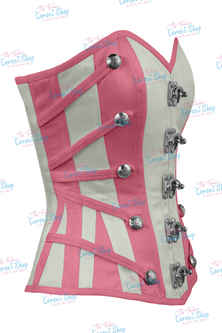 Maggie Satin Overbust Corset With Buckles